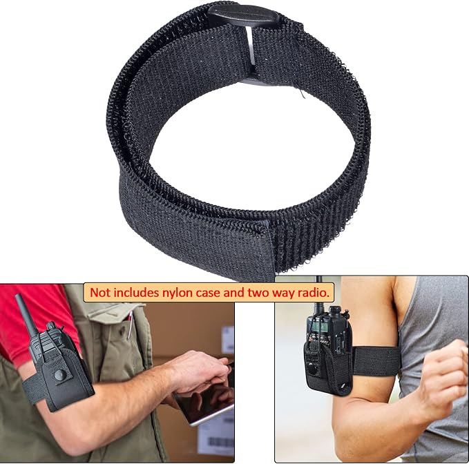 HYS Adjustable Elastic Armband Strap Bundle for Universal Silicone, Leather, Nylon Holster Case with Armband Slots (Black, 1)