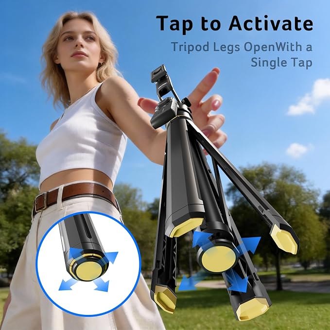 Acer Gadget Auto Face Tracking Tripod for iPhone – Gesture Control Detachable Mini Ring Light 64" 360 Degree AI Tracking Phone Tripod for Vlogging YouTube TikTok Video Recording