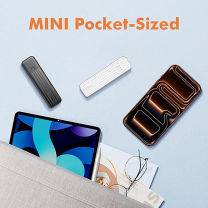 Miady 2-Pack Small Portable Charger Mini Power Bank Lipstick Battery Pack | 5000mAh丨18.5Wh丨Dual USB丨Pocket Size丨Compatible with iPhone Android etc丨Flight-Safe丨Lightweight丨Green+Purple