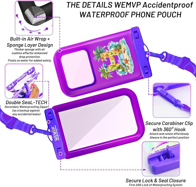 Personalized Initial Waterproof Phone Pouch Case - IPX8 Cellphone Dry Bag with Lanyard for iPhone 16/15/14/13/12 Pro Max (6.1–6.9"), Beach & Cruise Ship Essentials with Monogrammed Design (Purple, H)