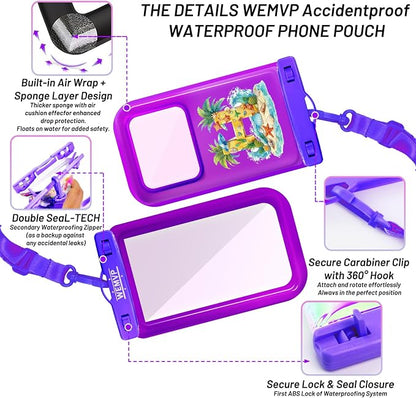 Personalized Initial Waterproof Phone Pouch Case - IPX8 Cellphone Dry Bag with Lanyard for iPhone 16/15/14/13/12 Pro Max (6.1–6.9"), Beach & Cruise Ship Essentials with Monogrammed Design (Purple, H)