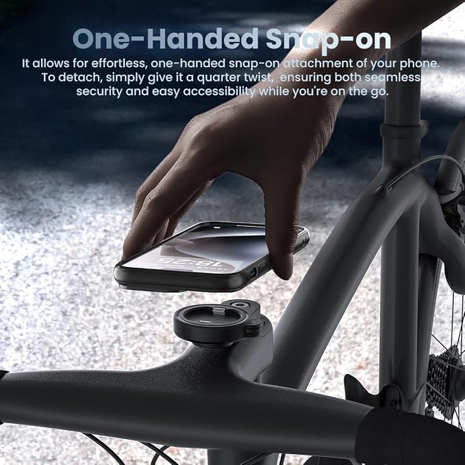 Bike Phone Mount - Mountain Bicycle Stem Phone Holder with Secure Dual-Lock, Stable Aluminium Cycling Clamp for MTB, Gravel, Road Bike, 1-Hand Quick Release for iPhone 17 Pro Max, 4-7.3inch Cell-Phone