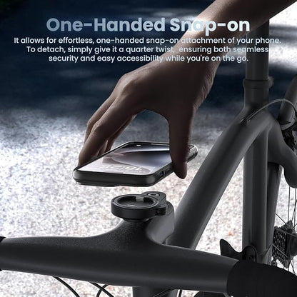Bike Phone Mount - Mountain Bicycle Stem Phone Holder with Secure Dual-Lock, Stable Aluminium Cycling Clamp for MTB, Gravel, Road Bike, 1-Hand Quick Release for iPhone 17 Pro Max, 4-7.3inch Cell-Phone