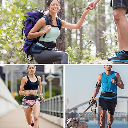 Running Belt Fanny Pack, Running Waist Pack for Women & Men USA Patented Hands-Free Reflective Runner Pouch Belt Fitness Workout Bag No-Bounce Adjustable Sport Travel Fanny Pack Cell (Black)