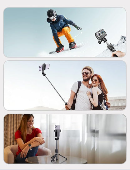 Selfie Stick Tripod with Remote, Extendable 360° Rotatable Selfie Stick, 41.7" Phone Tripod Stand for Cell Phone Filming Compatible with iPhone Samsung Android Smartphone Gopro
