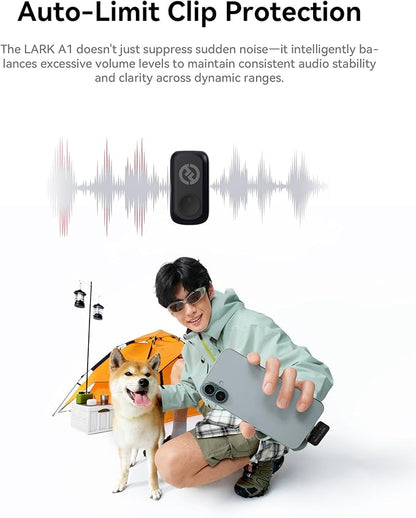 Hollyland Lark A1 Wireless Microphone for iPhone & Android, 48kHz/24-bit Studio Audio, 3-Level Noise Cancellation, 200m Range, Magnetic Mini Mic for Video Recording & Live Streaming (2TX + USB-C RX)