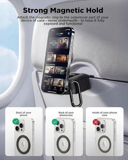 iOttie Treker Travel Essentials Magnetic Travel Phone Holder with 360° Rotation Swivel Head and Magnetic Ring Adapter for Universal Compatibility with MagSafe, Qi2, iPhone, and Android Smartphones