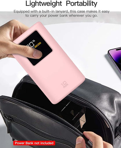 Silicone Case for CUKTECH 10 Mini Power Bank (10000mAh 55W) Full-Body Protective Cover for CUKTECH 10 Mini Portable Charger,Precise Port Cutouts (Case Only) Pink