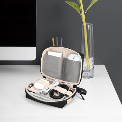 SIMTOP Small Tech Case Organizer for Cords Chargers Earbuds Travel Pouch | Small tech bag pouch for cables charger earbuds phone cords power bank soft padded case purse backpack office commute travel