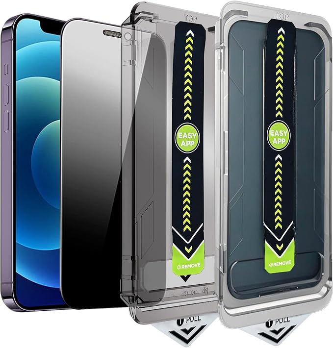 2 Pack 25° Ultra Privacy Screen Protector for iPhone 12 Pro Max, [Auto-Dust Removal and Auto-Alignment], Wide-Angle Anti-Spy Tempered Glass Film, Easy and Quick Installation
