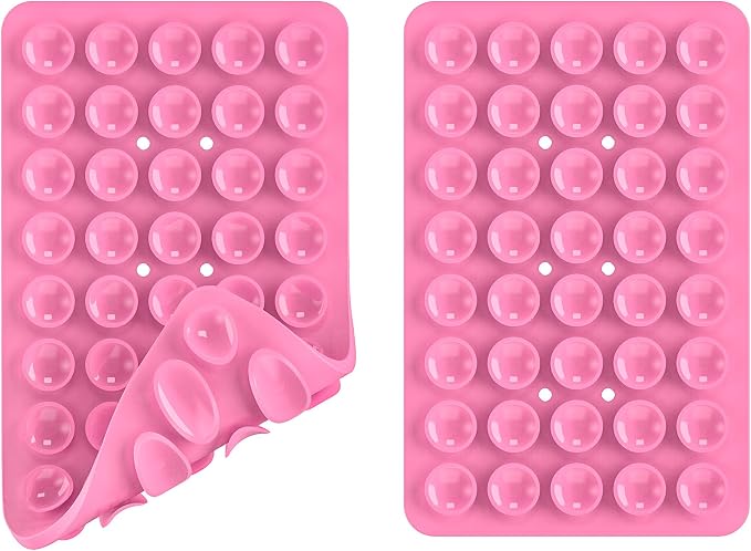 Double Sided Silicone Suction Phone Holder Mount, Silicon Accessory for iPhone and Android, Hands-Free Mirror Shower Phone Holder, TikTok Videos and Selfies (Combo A)