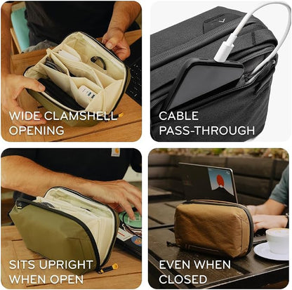 Peak Design Tech Pouch, Kelp, Electronics Organizer for Travel or Everyday Carry, Origami-Style Storage, Cable Pass-Through, Weatherproof Recycled Nylon, Gear Carry Bag for Men and Women