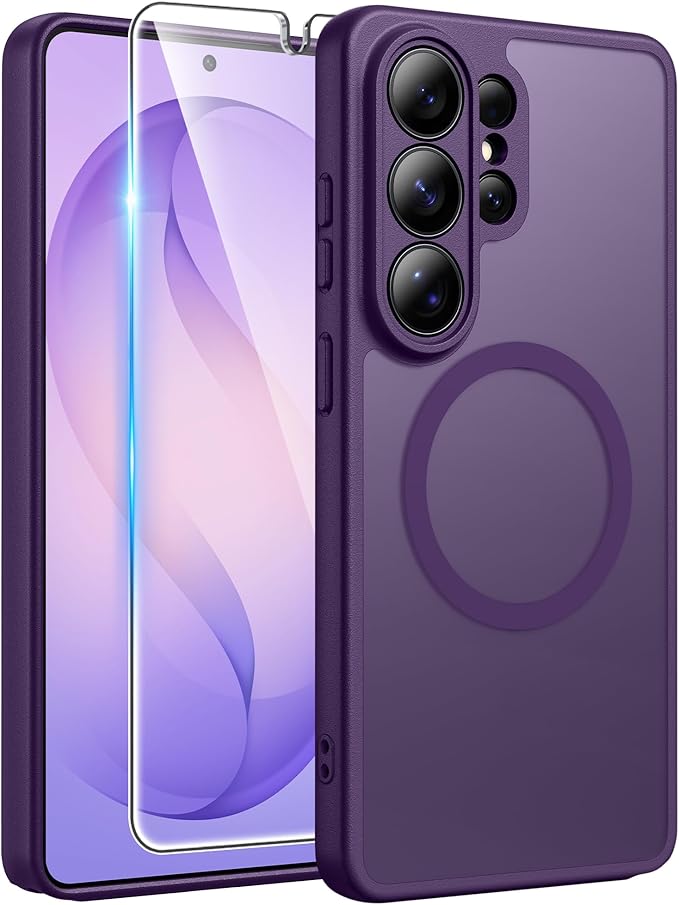 FNTCASE for Samsung Galaxy S26-Ultra Case: [Fit for Magsafe] [Full Camera Protection] Translucent Matte Cases with [Screen Protector] Military Grade Shockproof Protective Phone Cover - Purple