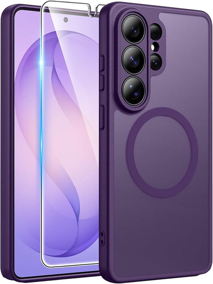 FNTCASE for Samsung Galaxy S26-Ultra Case: [Fit for Magsafe] [Full Camera Protection] Translucent Matte Cases with [Screen Protector] Military Grade Shockproof Protective Phone Cover - Purple