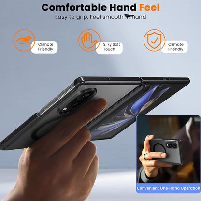 WRJ for Samsung Galaxy Z Fold 8 Case,Buit-in Screen Protector,Black | Fit for Magsafe,Full Hinge Protection,Military Grade Drop Protection,Magnetic Slim Anti-Fingerprints Shockproof Phone Case