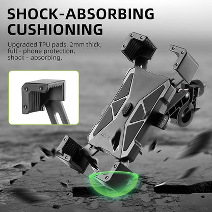 ROCKBROS Bike Phone Holder, Motorcycle Phone Mount, Anti-Shake Cell Phone Holder, 360° Adjustable for iPhone 16, 15 Pro Max/Plus, S9, S10 and More 4.7" to 7" Smartphones，Green