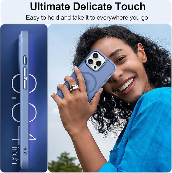MOCCA Strong Magnetic for iPhone 16 Pro Max Phone Case, [Compatible with Magsafe][16FT Mil-Grade Drop Protection] Slim Thin Translucent Matte Protective Cover Case for iPhone 16 Pro Max Case, Blue