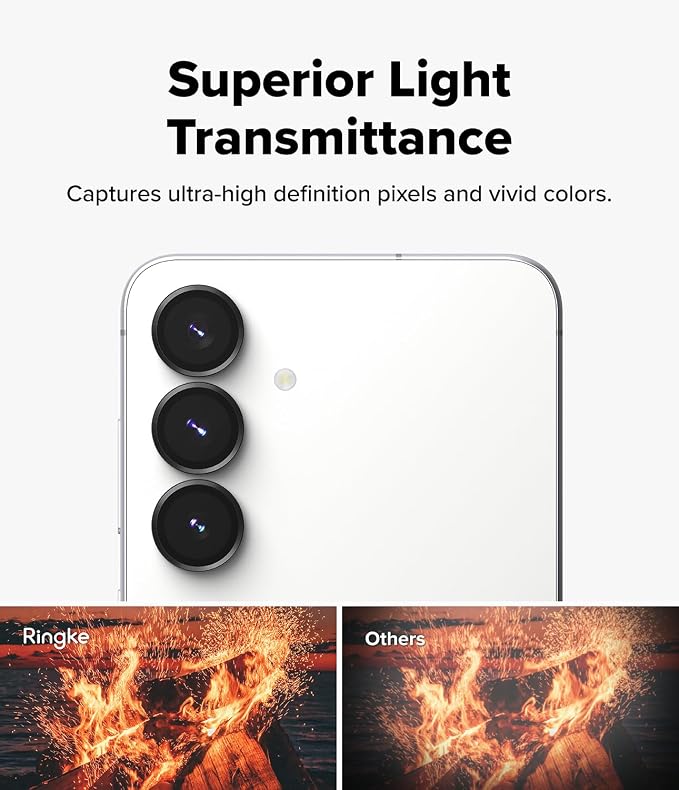 Ringke Camera Lens Frame Glass Compatible with Samsung Galaxy S25 FE Camera Lens Protector [Individual Lens Covers] Tempered Glass Covers and Aluminum Alloy Frames - 2 Pack