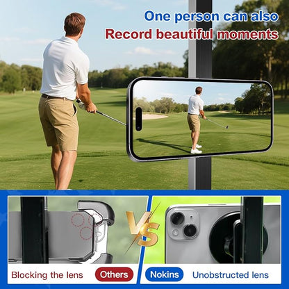 NOKINS Magnetic Golf Cart Phone Holder Fits EZGO, Club Car, Yamaha, Compatible with iPhone 16/15/14/13/12 Series, 360° Rotation, Strong Magnet, Golf Cart Accessories for Men&Women - Golf Gifts