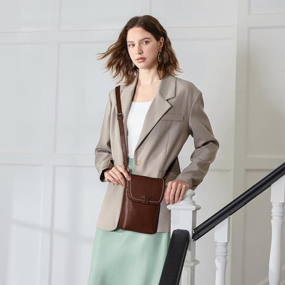 befen Genuine Leather Small Crossbody Bags for Women, Womens Cell Phone Purses Cross body Bag Purse with RFID Card Slots