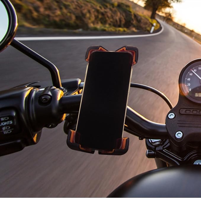 Terminal Velocity Sport - Motorcycle Phone Mount - Bike Cell Phone Holder - Bike Phone Mount, for iPhone & Android - Fits Harley Davidson, eBike, ATV, Bicycle - Incl. Mirror & Rain-Cover. (Blue)