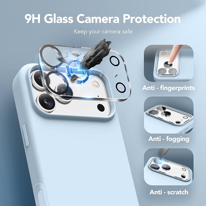 GONEZ Magnetic for iPhone 17 Pro Max Case, Compatible with MagSafe, [Screen Protector + Camera Lens Protector], Liquid Silicone Anti-Scratch Shockproof Protective Phone Case 6.9 inch, Blue