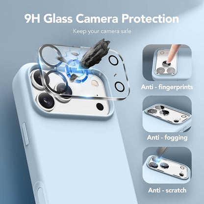 GONEZ Magnetic for iPhone 17 Pro Max Case, Compatible with MagSafe, [Screen Protector + Camera Lens Protector], Liquid Silicone Anti-Scratch Shockproof Protective Phone Case 6.9 inch, Blue