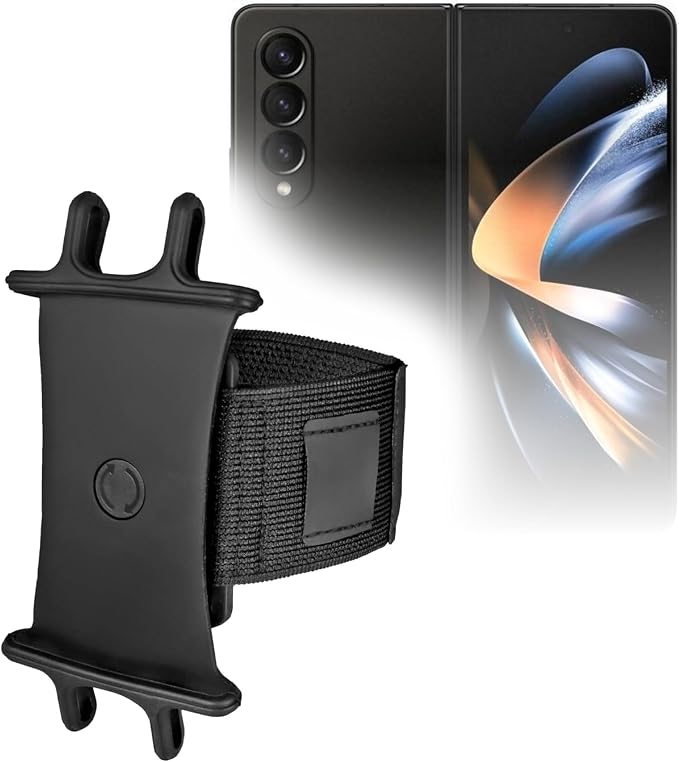 BoxWave Holster Compatible with Samsung Galaxy Z Fold 4 - ActiveStretch Sport Armband, Adjustable Armband for Workout and Running - Jet Black