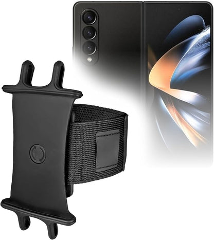 BoxWave Holster Compatible with Samsung Galaxy Z Fold 4 - ActiveStretch Sport Armband, Adjustable Armband for Workout and Running - Jet Black