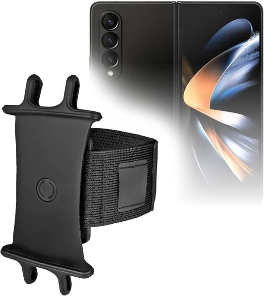 BoxWave Holster Compatible with Samsung Galaxy Z Fold 4 - ActiveStretch Sport Armband, Adjustable Armband for Workout and Running - Jet Black
