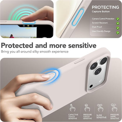 GONEZ Magnetic for iPhone 17 Pro Case, [Compatible with MagSafe] Anti-Scratch Microfiber Lining & Screen Protector, Silicone Camera Control, Shockproof Slim Phone Cover 6.3 inch, Stone