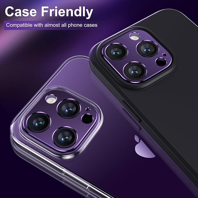 Mothca 2 Pack Camera Lens Protector for iPhone 14 Pro/iPhone 14 Pro Max Matte Alloy Camera Cover [No Affect Photo Quality] No Lens Metal Ring Strong Adhesion Camera Protector Case Friendly (Purple)