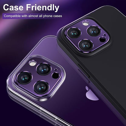 Mothca 2 Pack Camera Lens Protector for iPhone 14 Pro/iPhone 14 Pro Max Matte Alloy Camera Cover [No Affect Photo Quality] No Lens Metal Ring Strong Adhesion Camera Protector Case Friendly (Purple)