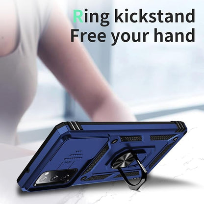 Weycolor for Samsung Galaxy S20 FE 5G Case with Camera Lens Cover, HD Screen Protector, 10 FT Military Grade Drop Protection, Magnetic Ring Holder Kickstand Protective Phone Case, Navy Blue
