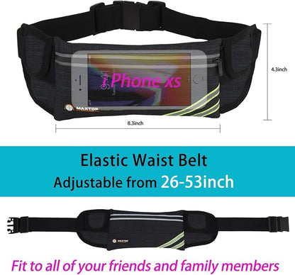Slim Running Belt Fanny Packs for Women Men, Reflective Waist Pack Phone Holder for Walking Fitness Workout Exercise,Water Resistant Running Travel Belt Bag Jogging Pouch, Gym Accessories for Runner
