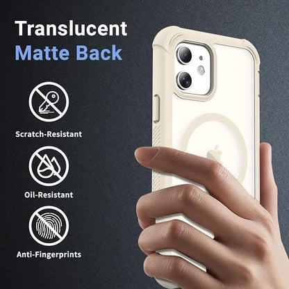 jaroco Magnetic for iPhone 12/12 Pro Case, [Compatible with MagSafe][Military Grade Drop Protection][Heavy Duty Protection][Non-Slip][Shockproof] 2-Layer Durable Bumper Phone Case 6.1''-Antique White