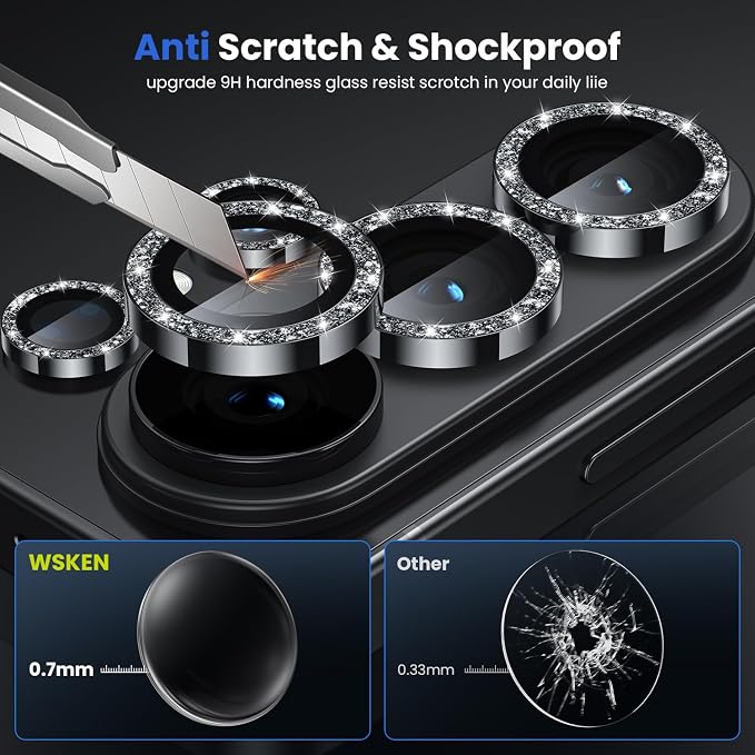 WSKEN for Samsung Galaxy S26 Ultra Camera Lens Protector - Ultra Thin Case Friendly, 9H Shatterproof Tempered Glass with Anti Scratch Metal Circle Camera Screen Protector Cover Accessories, G Black