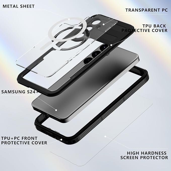 Losin Compatible with Galaxy S25 Case Waterproof Magnetic [Compatible with MagSafe] [Drop Protection] [IP68 Underwater] Full Body Shockproof Protective Phone Case, Black