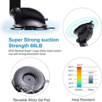 Magnetic Phone Car Mount, Universal Dashboard Windshield Car Phone Mount Holder with Upgraded 3.2" Suction Cup,8 Strong Magnets Compatible with iPhone 11 Pro X XS Max XR Galaxy Note10 S10 (B)