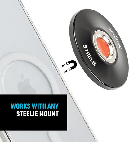 Nite Ize Steelie Orbiter Plus Magnetic Socket and Metal Ring - Car Dashboard with Magnetic Mount - Sturdy Dashboard Mount for Cell Phone - Black