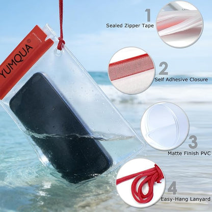 YUMQUA Clear Waterproof Bag, Waterproof Document Pouch Passport Holder Water Tight Map Case Waterproof Pouch Water Proof Small Dry Bags for Kindle Phone Tablet Camera, Kayak Boat PaddleBoard