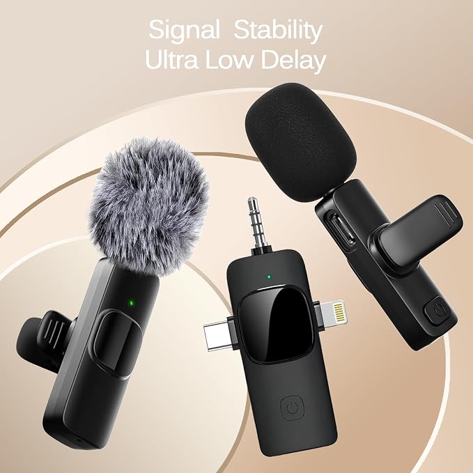 Labstandard Wireless Lavalier Lapel Microphone for iPhone, iPad, mini Video Recording Mic for Interview Video Podcast Vlog YouTube & Livestream, Noise Reduction, Plug & Play (3-in-1 Port)
