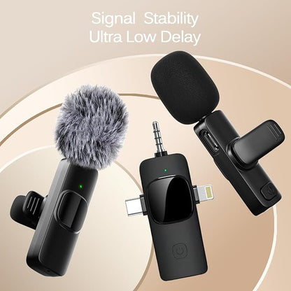 Labstandard Wireless Lavalier Lapel Microphone for iPhone, iPad, mini Video Recording Mic for Interview Video Podcast Vlog YouTube & Livestream, Noise Reduction, Plug & Play (3-in-1 Port)