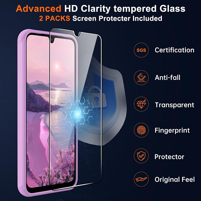 Compatible for Samsung Galaxy A17 5G Phone Case: A17 Case [Mag-Safe Fit] with 2PC Tempered Glass Screen Protector,Matte Translucent Soft-Touch Skin/Full Body Protection for Cell Phone A 17 Cover,Pink