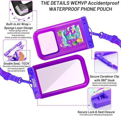 Personalized Initial Waterproof Phone Pouch Case - IPX8 Cellphone Dry Bag with Lanyard for iPhone 16/15/14/13/12 Pro Max (6.1–6.9"), Beach & Cruise Ship Essentials with Monogrammed Design (Purple, T)