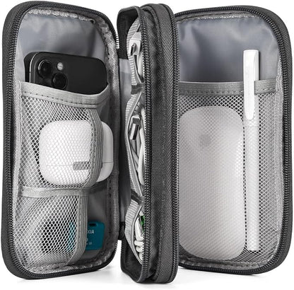 CAAORDKSO Cord Organizer Travel, Electronic Organizer Travel Case, Cable Organizer Bag Tech Pouch Accessories Case, Travel Essentials for Cable, Charger, Phone, Power Bank, Earphone (Dark Gray, Large)