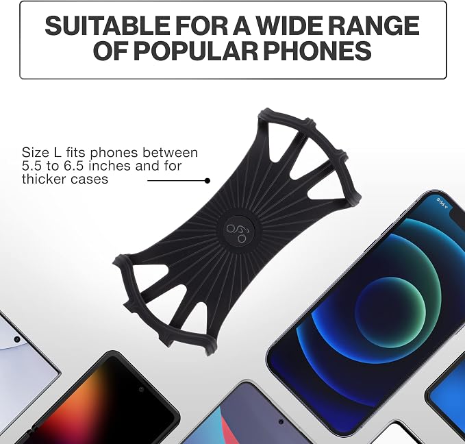 TeamObsidian Bike Phone Mount [ Size L] Made of Durable Non-Slip Silicone. Rotatable Mobile Cellphone Holder/Universal Cradle for All Bicycle Handlebars and 99% of Smartphones: