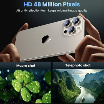Uyiton for iPhone 17/16/15/14 (Pro Max & Pro) Camera Lens Protector - [Case-Friendly][Ultra-Thin] Military-Grade Tempered Glass Metal Camera Cover, Easy to Install, Gearwheel Gray+Red