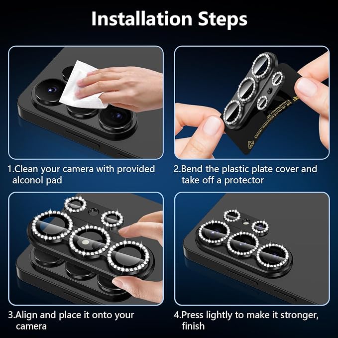 for Samsung Galaxy S26 Ultra Camera Lens Protector, Electroplated Matte Back with 9H Tempered Glass Lens Protector, [Strong Adsorption] [Case-Friendly] Metal Ring HD Lens Cover, Black Diamond