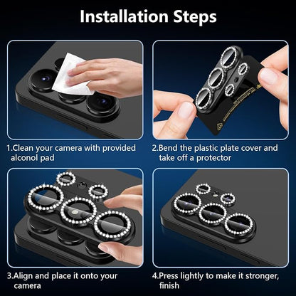 for Samsung Galaxy S26 Ultra Camera Lens Protector, Electroplated Matte Back with 9H Tempered Glass Lens Protector, [Strong Adsorption] [Case-Friendly] Metal Ring HD Lens Cover, Black Diamond